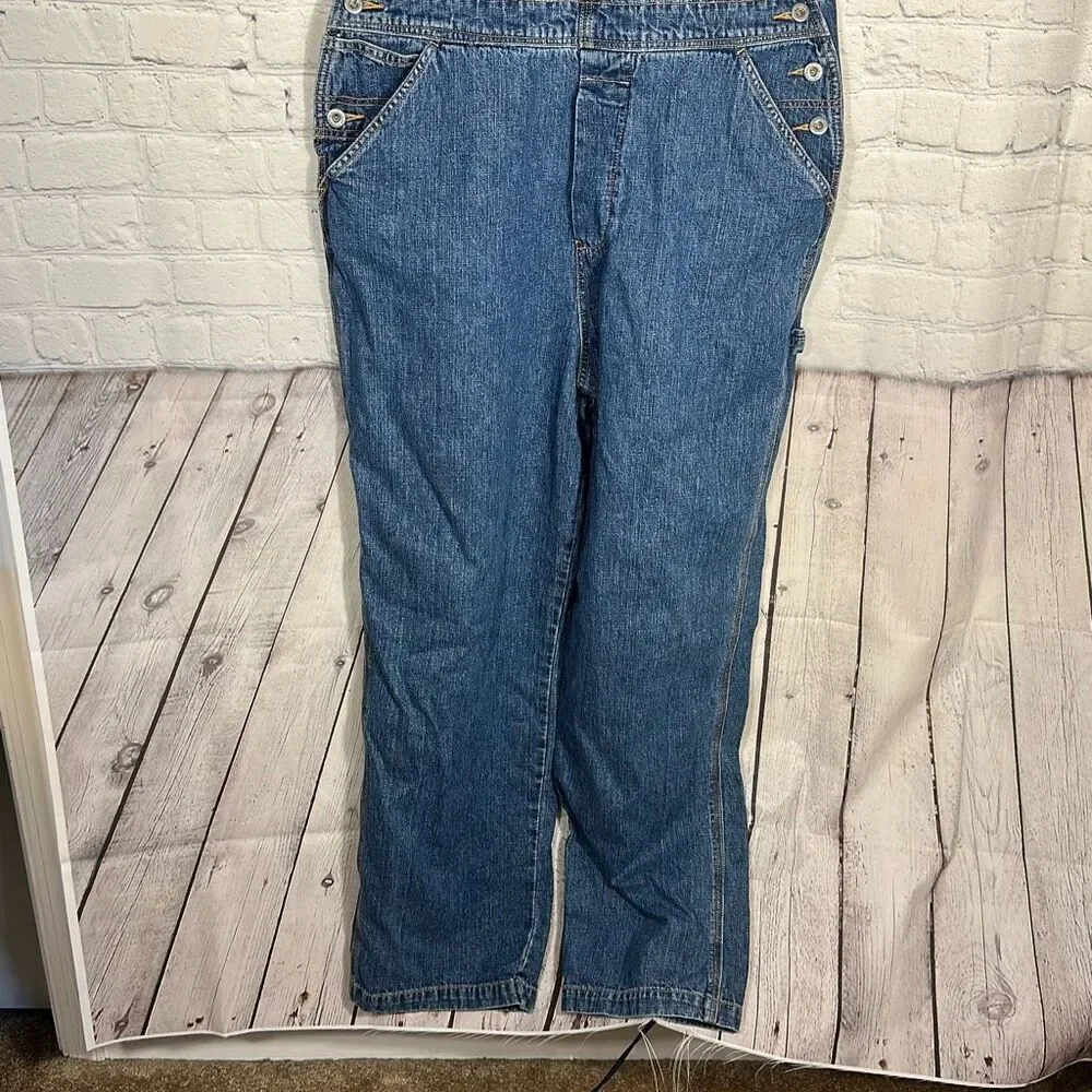 Union Bay Blue Denim Bib Baggy Overalls Farmer size‎ L Large Carpenter